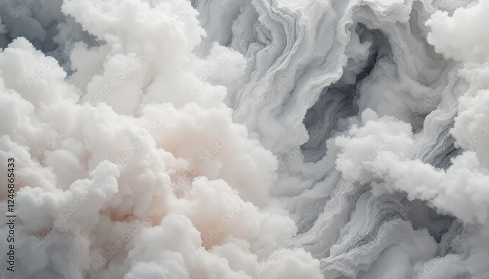 Poster abstract cloudscape with layered white and gray textures