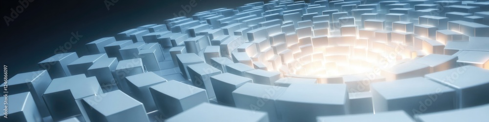 Aufkleber surreal depiction of interlocking squares forming spiral illuminated by glowing ambient lighting in 