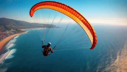 Soaring through a vibrant summer sky while paragliding over the breathtaking coastline