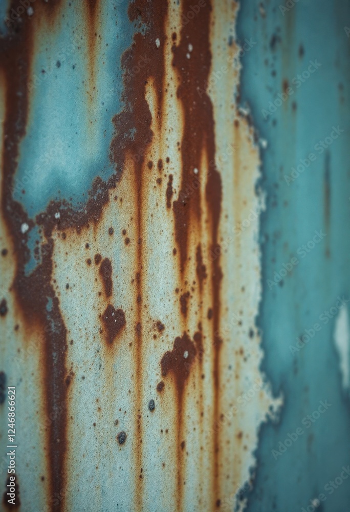 Poster close-up of rust patterns on weathered metal surface
