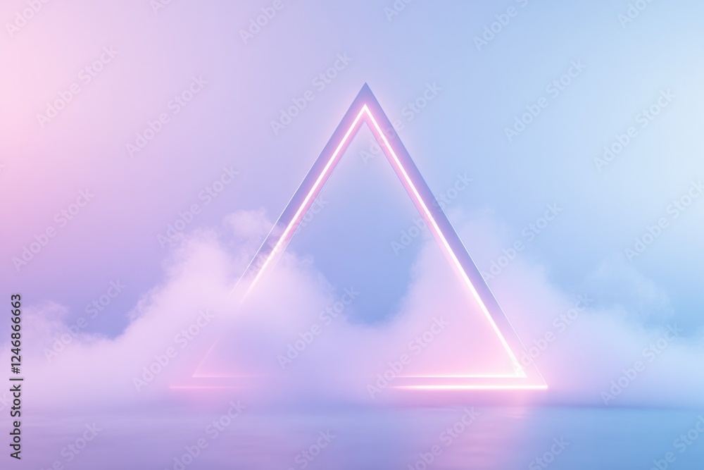 Aufkleber surreal depiction of two opposing triangles interlocking at edges illuminated by soft gradient light