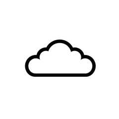 PNG cut out isolated background. A minimalistic black and white cloud icon with a simple outline design.