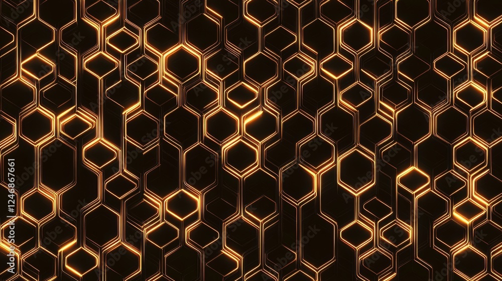 Poster abstract golden hexagonal pattern background.