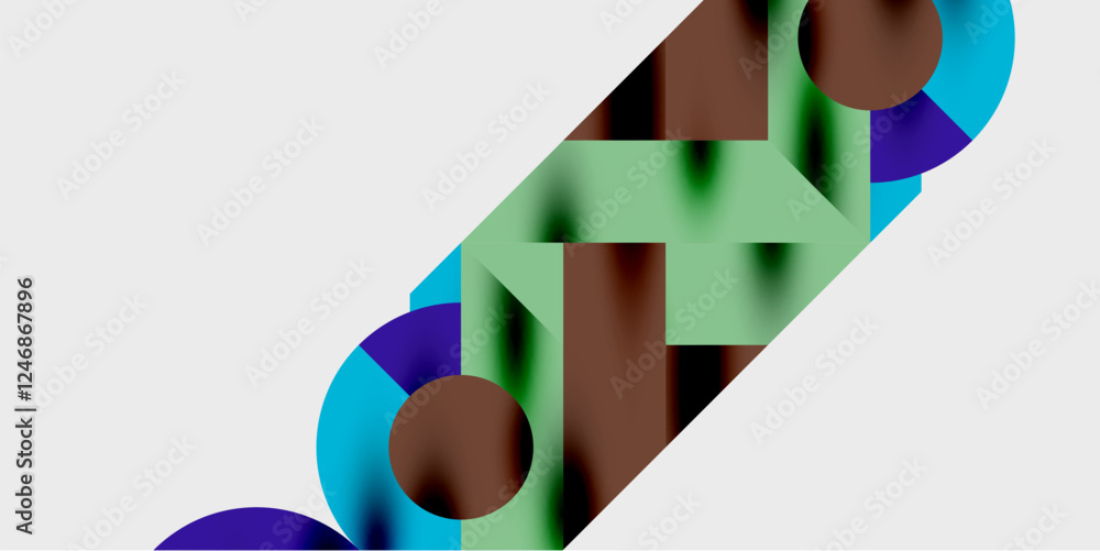 Poster modern abstract background featuring circles, lines, and triangles in a dynamic geometric compositio