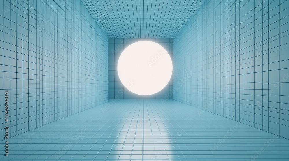 Poster abstract light corridor with geometric patterns.
