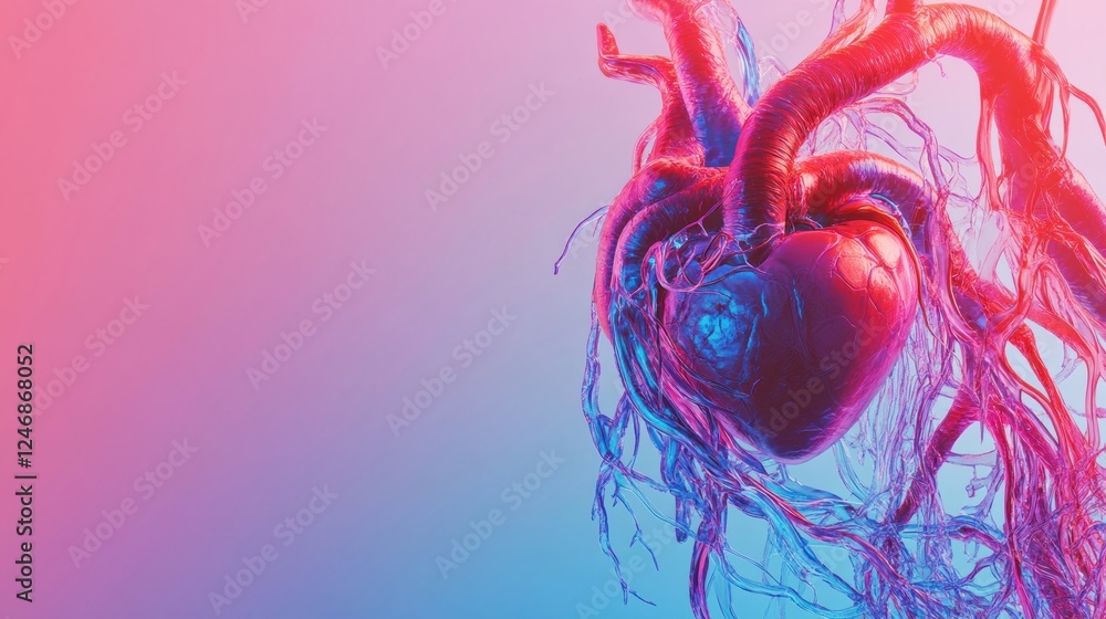 Aufkleber vivid anatomical representation of the circulatory system featuring veins arteries and a heart in vi