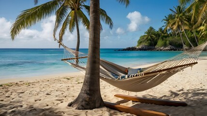 Serene Hammock View on a Sun-Kissed Tropical Beach