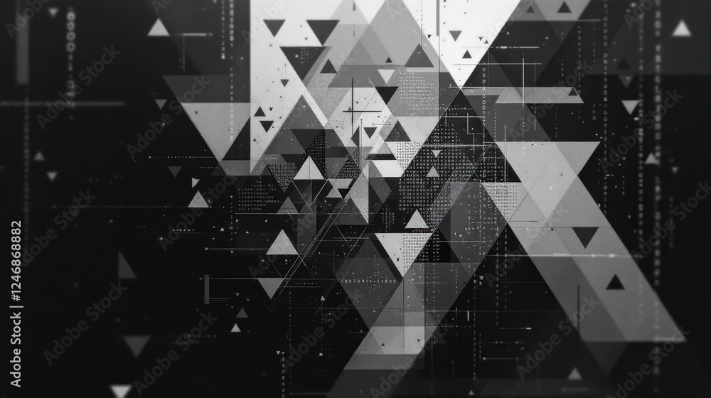 Poster abstract geometric pattern with intersecting triangles and lines