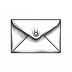 Closed document envelope, black and white sketch, icon, no people, ai