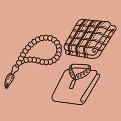 cute islamic muslim holiday thing and decorations lineart outline