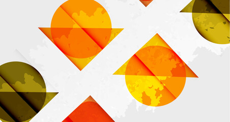 Squares, circles and triangles and grainy noisy texture. Vector Illustration For Wallpaper, Banner, Background, Card, Book Illustration, landing page