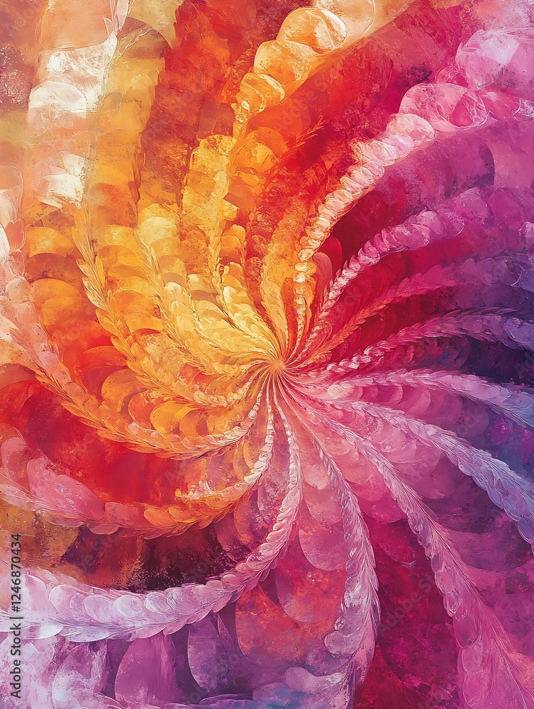 Poster Vibrant Abstract Swirl Painting with Warm Colors Creating Dynamic Movement and Artistic Fusion : Generative AI