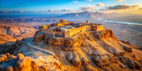 Fototapeta premium Masada Fortress, Judean Desert, Israel: Panoramic Tilt-Shift View