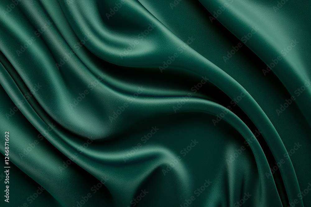 Aufkleber dark green velvet fabric texture with smooth, flowing waves. rich color and soft sheen create elegan