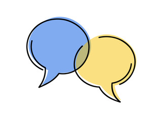 Speech bubbles continuous one line drawing. Dialogue, chat sign in simple linear style. Vector illustration.