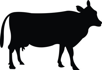 Cow clip art design on plain white transparent isolated background for card, shirt, hoodie, sweatshirt, apparel, card, tag, mug, icon, poster or badge