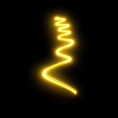 Abstract Glowing Yellow Line On Black Background