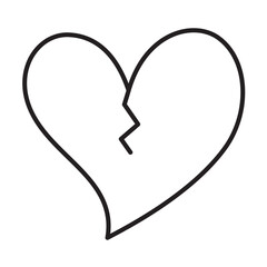 Cracked heart doodle style Hand drawn trendy flat style love isolated icon Romantic symbol of love for web graphic design poster tattoo Valentines Day Greeting card line art Vector illustration