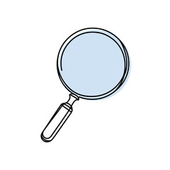 Magnifying glass continuous one line drawing. Loupe symbol in simple linear style. Search concept. Vector illustration.