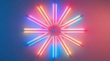 Abstract Neon Starburst Art Installation