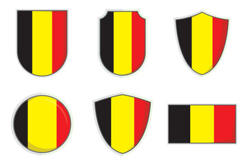 Fototapeta premium Belgium national flag Shield Badge vector set