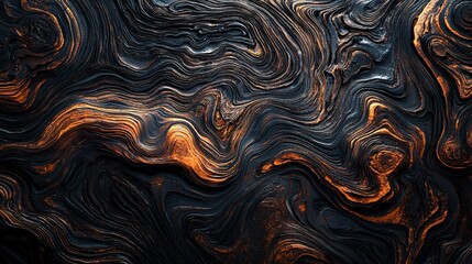 Abstract dark swirling metallic texture.