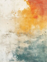 Abstract Textured Wall with Orange and Teal Paint Layers : Generative AI