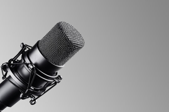Microphone mockup for dynamic podcast cover design