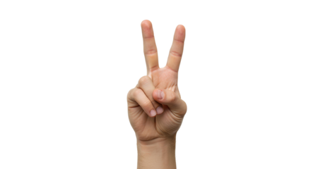 Victory Hand Gesture Isolated on White – Perfect for Icons, Signs, Emojis, Communication, and Graphic Design