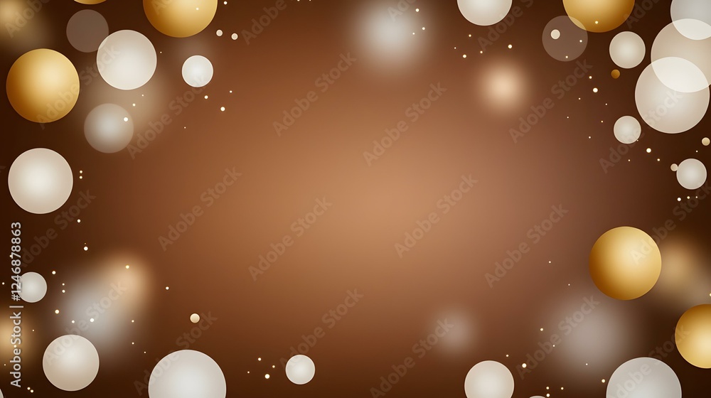 Poster the image contains a brown background with out-of-focus gold and white circles of varying sizes scat