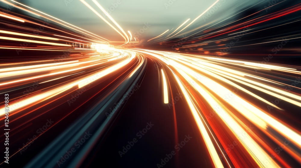 Poster dynamic light trails from moving vehicles.