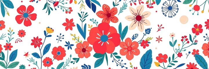Obraz premium Stars and Stripes with a Botanical Twist: Whimsical Independence Day Designs