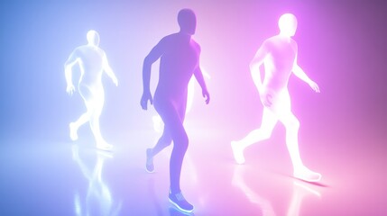 Dynamic silhouettes in vibrant motion.