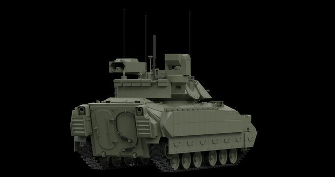 Armored Personnel Carrier Rotating On Transparent Backround