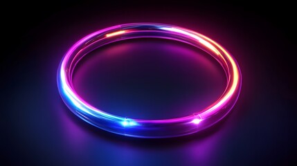 Abstract neon background with a round glowing frame
