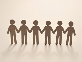 paper cutout team holding hands on neutral surface symbolizing workplace unity collaboration employee appreciation and teamwork