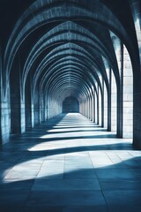 Obraz premium Gothic Arched Hallway with Dramatic Shadow and Light Effects for Mystical Architecture : Generative AI