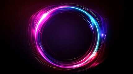 Abstract neon background with a round glowing frame

