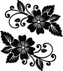 A beautiful Floral ornaments isolated vector illustration design, Floral ornaments silhouette vector art, Floral ornaments line art vector icon design