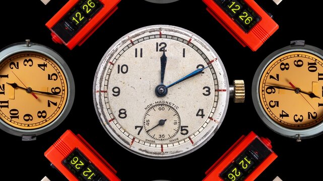 vintage clocks in large grid pattern - Powered by Adobe