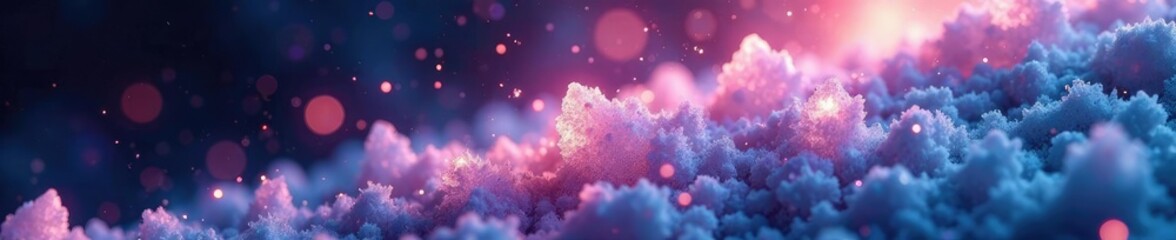 Glistening frosty crystals dance in the weightlessness of outer space, galaxy, rock salt, universe