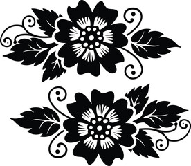A beautiful Floral ornaments isolated vector illustration design, Floral ornaments silhouette vector art, Floral ornaments line art vector icon design
