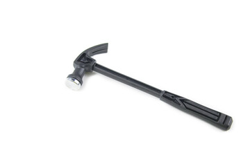 A durable hammer, essential for construction and repair, stands cut out on a white background. It symbolizes strength, precision, and craftsmanship.