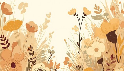 Warm-toned floral illustration for backgrounds, invitations, or stationery