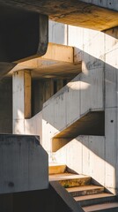 Fototapeta premium A Brutalist dormitory with uniform modular units creating a striking visual rhythm