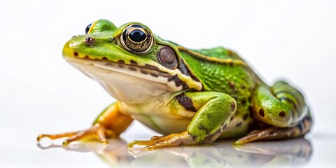 Obraz premium Minimalist Frog on White Background - Simple Nature Stock Photo