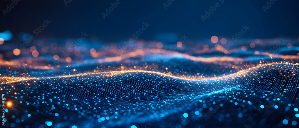 Aufkleber blue background with digital technology and circuit board patterns for banner design