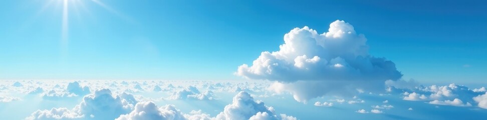 A solo cloud floats above a radiant blue expanse, cloud blue sky solo, atmosphere, landscape