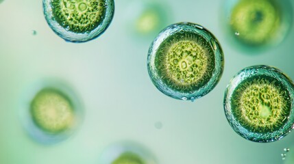 Closeup Of Green Algae Cells In Water