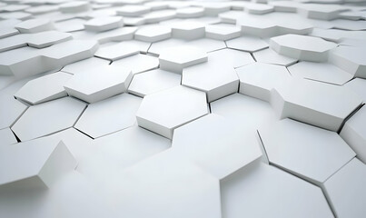 Abstract white background with a hexagonal pattern for technology